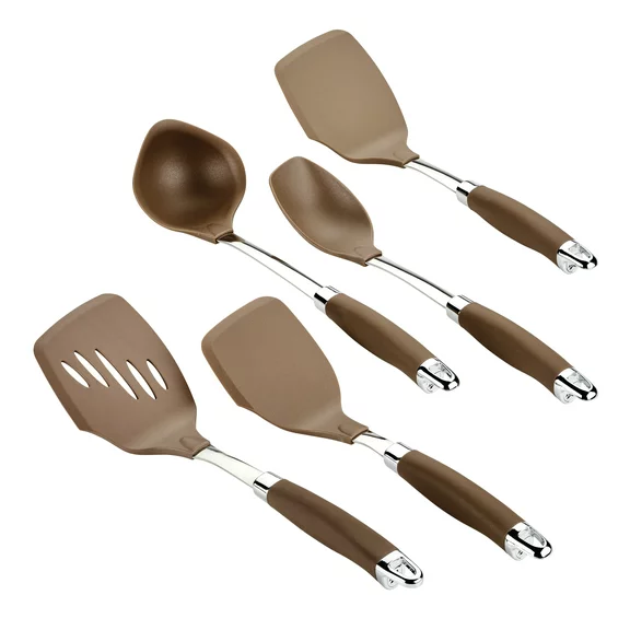 Anolon Tools and Gadgets SureGrip Nonstick Kitchen Utensil Set, 5-Piece, Bronze