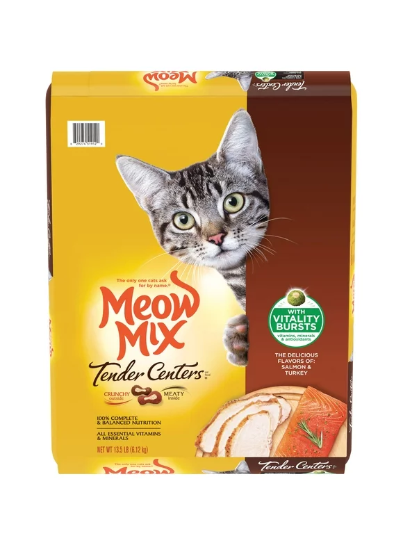Meow Mix Tender Centers Salmon & Turkey Dry Cat Food, 13.5 Pounds