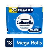 Cottonelle Ultra CleanCare Strong Toilet Paper, 18 Mega Rolls, Bath Tissue
