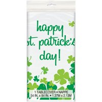 Rainbow Shamrock St. Patricks Day Plastic Party Tablecloth, 84 x 54in