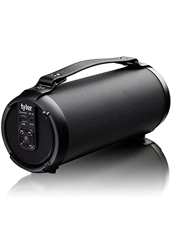 Tyler Wireless Bluetooth Speaker Water Resistant Long Range 200 watt Rechargeable Boombox USB MP3 Micro SD AUX Inputs Fm Radio Sound & Bass Carry Strap Lightweight for Home Outdoor Stereo