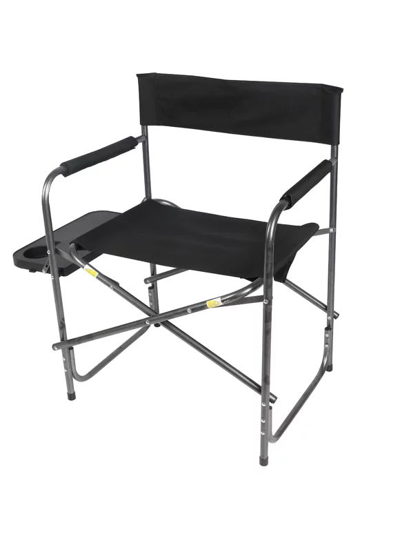 Ozark Trail Directors Chair with Side Table, Adult, Black