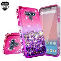 Wydan Case For LG Stylo 6 - Glitter Hybrid Shockproof Liquid Quicksand Bling Phone Cover w/ Tempered Glass Screen Protector