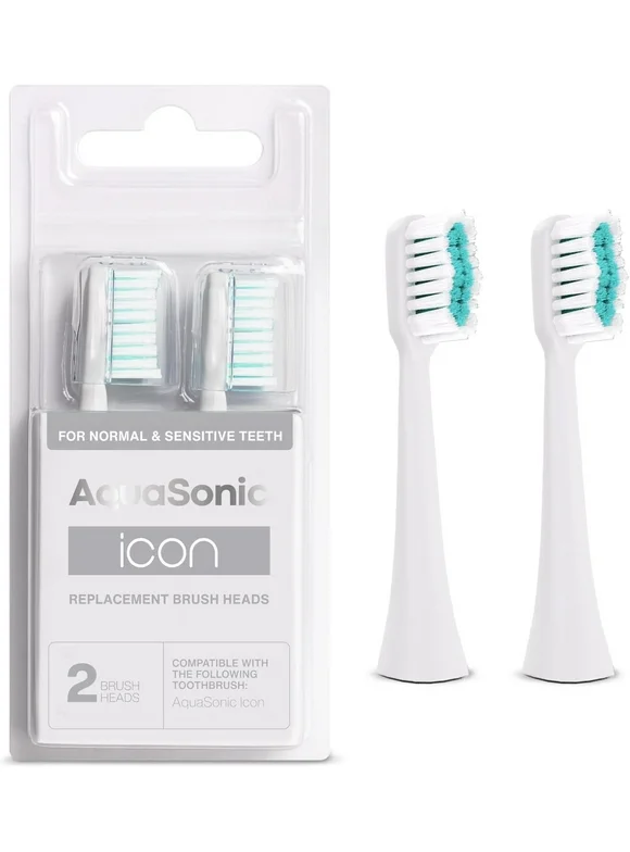 AquaSonic Icon White Replacement Brush Heads - 2 Pack