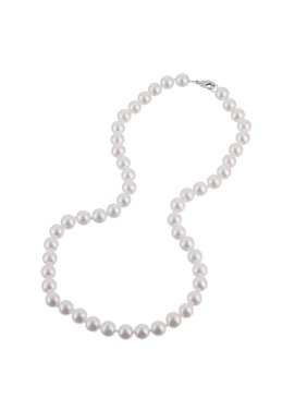 Kezef Women's 8mm Faux White Pearl Necklace 18"