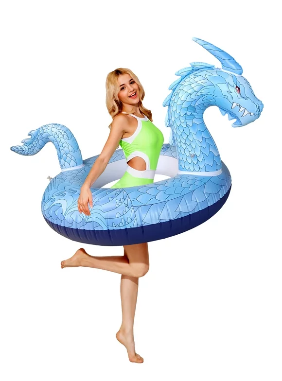 Dragon Pool Ring floatie, Large Float Tube for Pool Party, Inflatable Pool Tube Beach Vacation Play and Birthday Gifts