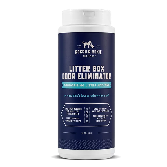 Rocco & Roxie Litter Box Odor Eliminator, Natural Urine Deodorizer, Fresh Scent, 12 oz Bottle