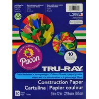Tru-Ray Construction Paper, 10 Assorted Colors, 9" x 12", 50 Sheets