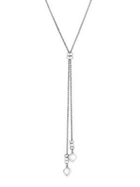 Key Items Mother-of-Pearl Silvertone Lariat Necklace