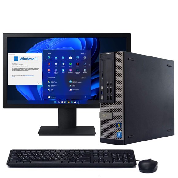 Dell Desktop PC Tower System Windows 11 Intel Core i3 Processor 4GB Ram 160GB Hard Drive DVD Wifi with a 19" LCD-Used Computer
