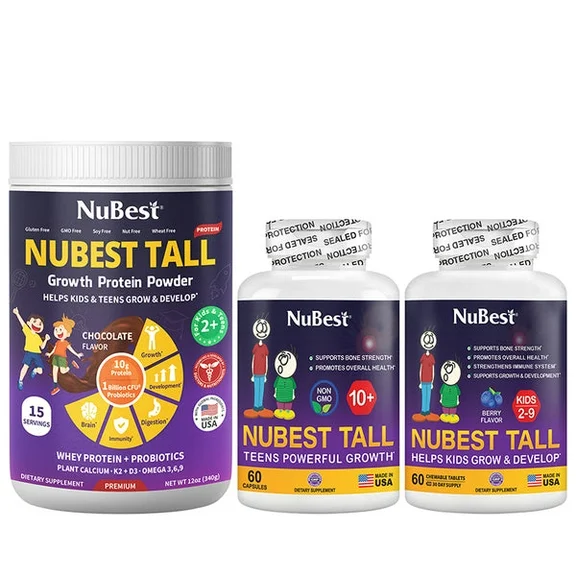 3X TALL COMBO: NuBest Tall Protein Chocolate, NuBest Tall 10  and NuBest Tall Kids 60ct