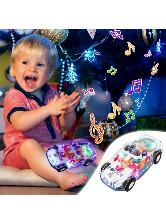 Cyber and Monday Deals 2023 Toys Transparent Toy Car For Toddlers Electric Mechanical Battery Operated Car Toy With Visible Colored Moving Gears, Led Multicolor One Size