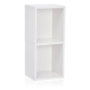Way Basics Eco Narrow Bookcase and Storage Unit, White, Type:2 Shelf