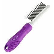 Detangling Pet Comb with Long & Short Stainless Steel Teeth for Removing Matted Fur, Knots & Tangles - Detangler Tool Accesso