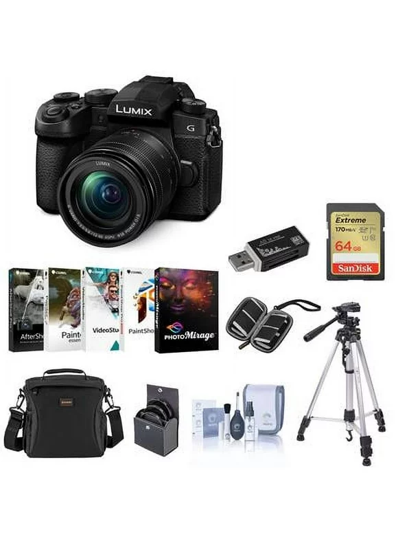 Lumix G95 Mirrorless Camera with Lumix G Vario 12-60mm f/3.5-5.6 MFT Lens Bundle with 64GB SD Card, Shoulder Bag, Corel PC Software Suite, Tripod, 58mm Filter Kit, and Accessories