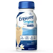 Ensure Original Nutrition Shake with Fiber, 9g High-Quality Protein, Meal Replacement Shakes, Vanilla, 8 fl oz, 24 Count