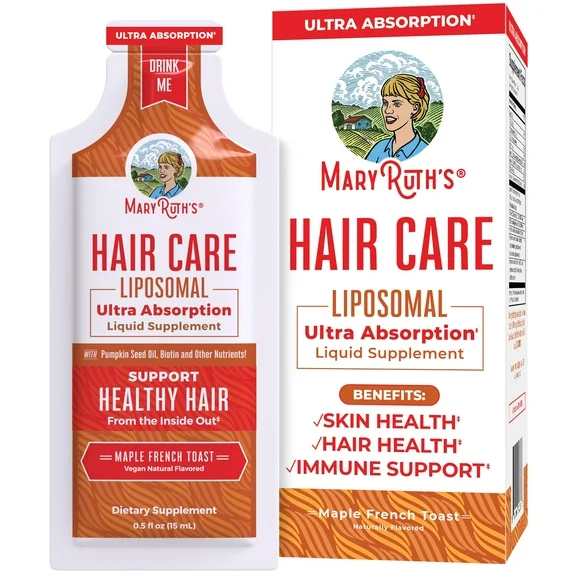 MaryRuth Organics | Hair Care Liposomal Hair Growth Liquid Supplement | Liquid Hair Vitamins | Vitamin D3, E, Biotin, Hyaluronic Acid, Selenium | 14 Pouches