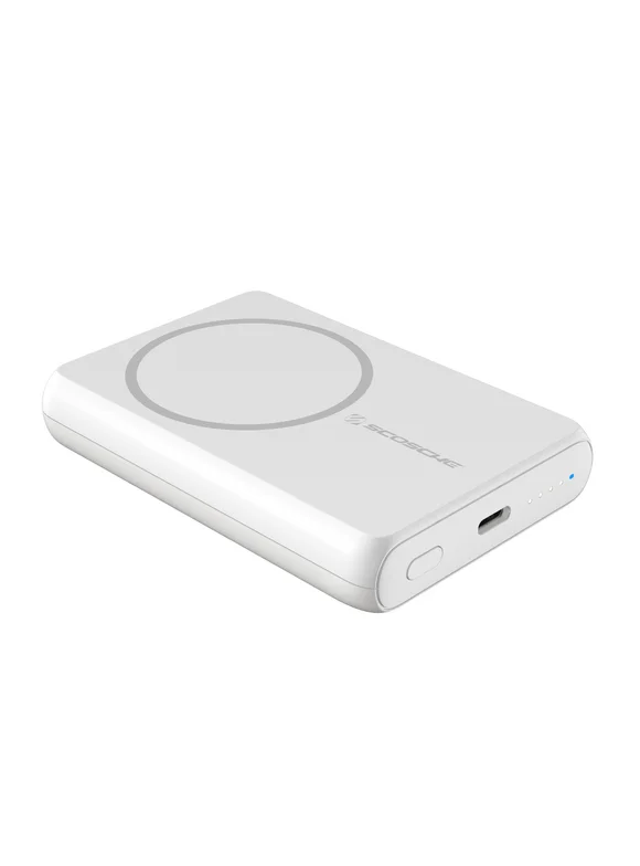 Scosche PBQ5MSWT-SP GoBat Qi Wireless Charging 5,000 Mah Power Bank with USB-C Port, White