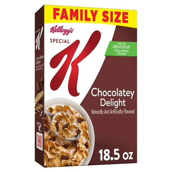 Kellogg's Special K Chocolatey Delight Breakfast Cereal, Family Size, 18.5 oz Box