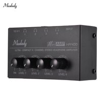 Muslady HA400 Ultra-compact 4 Channels Mini Audio Stereo Headphone Amplifier with Power Adapter