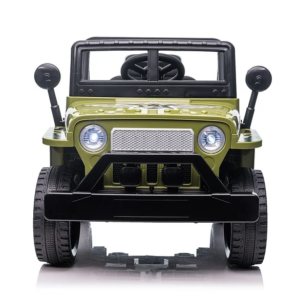 Track 7 Kids Ride on Truck,12V Battery Powered Toy Vehicle for Boys Girls,Safe Seat,Lights,Green