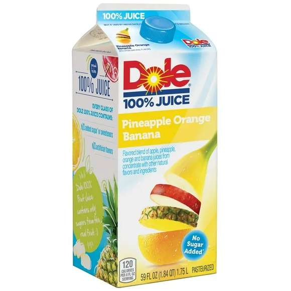Dole Pineapple Orange Banana 100% Juice Drink, 59 fl oz Bottle, Refrigerated