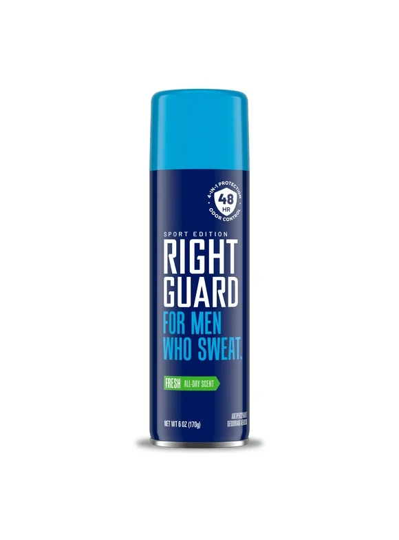 Right Guard Sport Antiperspirant & Deodorant Spray, 4-in-1 Protection Spray Deodorant For Men, Blocks Sweat, 48-Hour Odor Control, Fresh Scent, 6 oz.