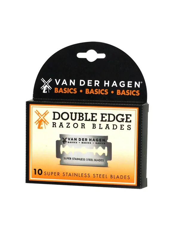 Van Der Hagen Basics Double Edge Razor Blades, Stainless Steel, 10 Count
