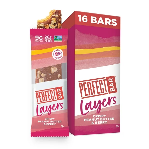 Perfect Bar Layers, Crispy Peanut Butter & Berry, 16 Count