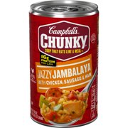 (4 pack) Campbell's Chunky Soup, Jazzy Jambalaya with Chicken, Sausage & Ham Soup, 18.6 Ounce Can
