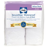 Sealy 2 Pack SecureStay Waterproof Fitted Crib Mattress Pads