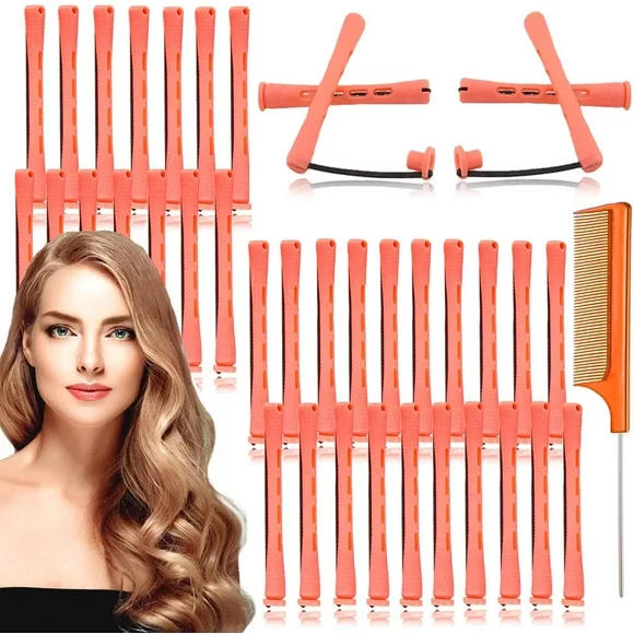 48 Pcs Perm Rods for Natural Hair,Perm Rods Set Cold Wave Rods,Hair Roller Curler Perm Rods for Long Hair,Perming Rods Hair Curlers for Short Hair,Curly Rods Tools with Comb for DIY Hairdressing-Pink