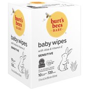Burt's Bees Natural Baby Wipes, Unscented Chlorine-Free, 10 Packs (720 Total Wipes)
