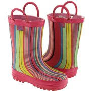 Toddler Little Girls Pink Stripe Rain Boots 5-2