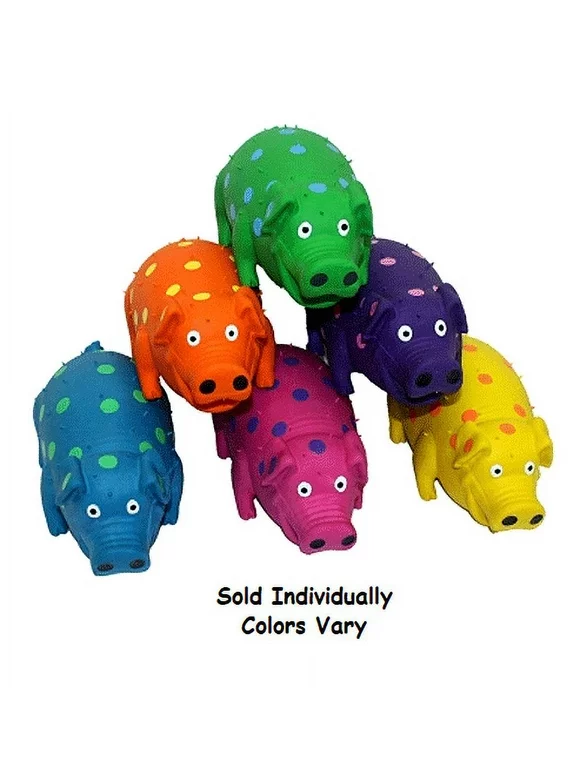 Large Dog Toys Globets Polka Dot Pigs Latex Honking Squeakers 9" Colors Vary