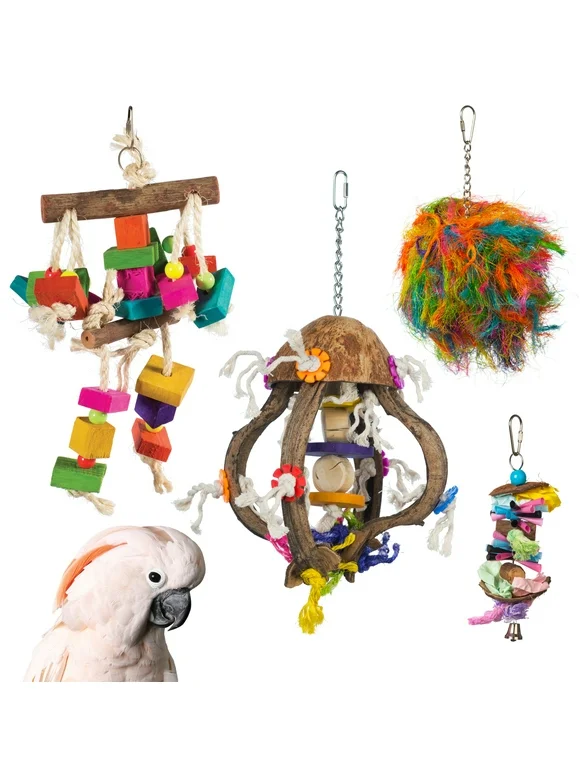 Prevue Pet Products Big Birds and Parrots 4 Piece Toy Bundle