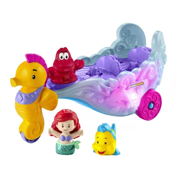 Disney Princess Ariel’s Light-Up Sea Carriage Little People Musical Vehicle for Toddlers