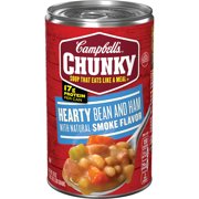 (4 pack) Campbell's Chunky Soup, Hearty Bean and Ham with Natural Smoke Flavor Soup, 19 Ounce Can
