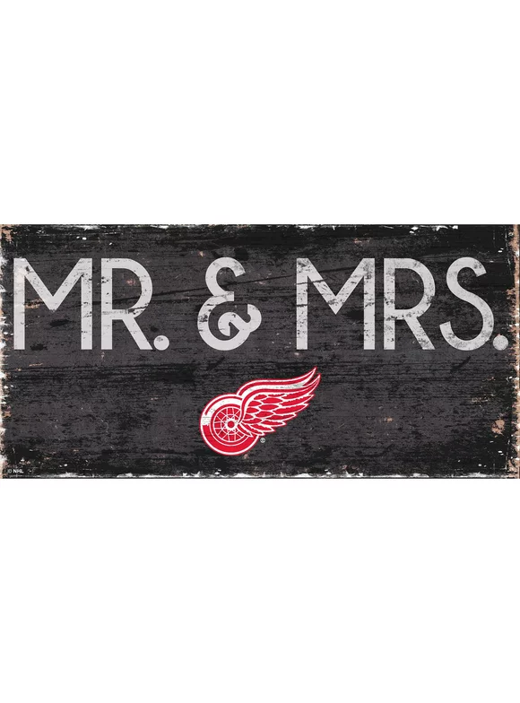 Detroit Red Wings 6" x 12" Mr. & Mrs. Sign