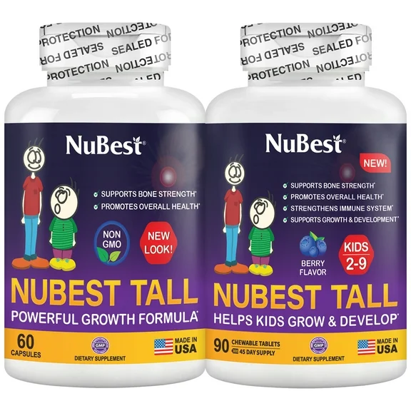 BUNDLE: NuBest Tall for Age 5  & NuBest Tall Kidz 90 Chewable Tablets for Ages 2 to 9