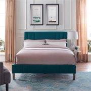 Modern Essentials Barclay Upholstered Lightweight Platform Bed, Queen, Teal