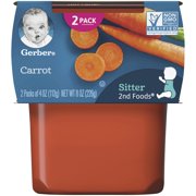 (Pack of 16) Gerber 2nd Foods Carrots Baby Food, 4 oz Tubs