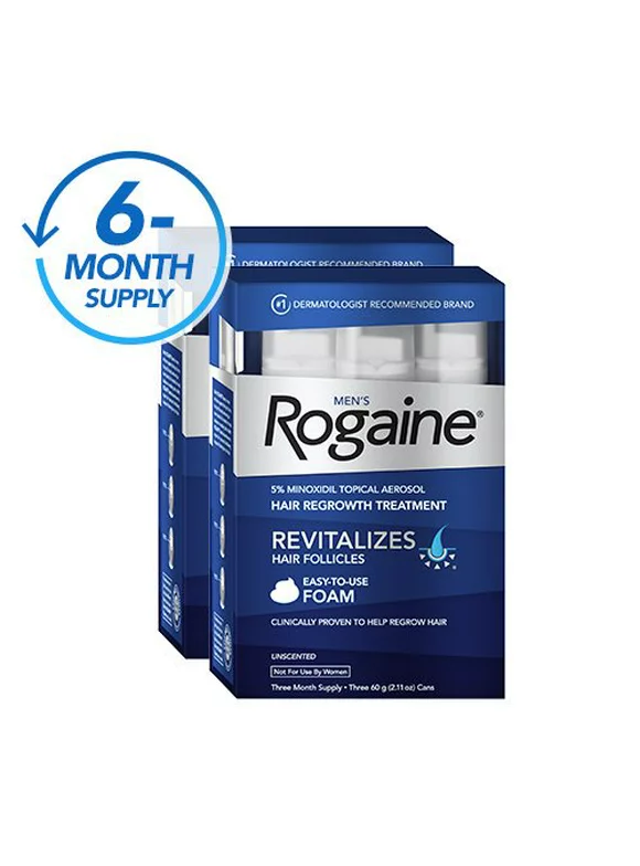 Men's Rogaine 5% Minoxidil Foam for Hair Regrowth 6 month supply