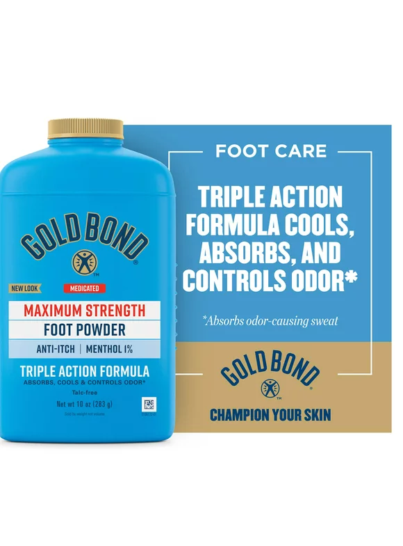Gold Bond Foot Powder, Medicated Maximum Strength, 10oz Bottle