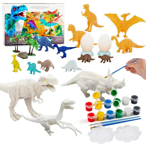 EASTIN Kids Crafts and Arts Dinosaur Painting Kit with Play Mat, Dinosaurs Toys Art and Craft for Boys Girls Age 4 5 6 7 8 Years Old, Fun DIY Kids Paint Birthday Gifts for Children Animal Set