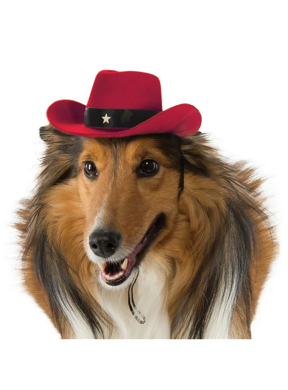 Dog Cowboy Hat Pet Costume Accessory Red - Medium/Large