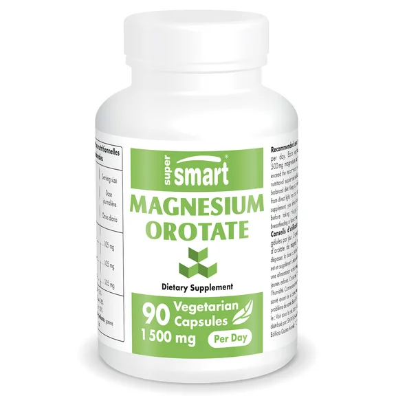 Supersmart - Magnesium Orotate 1500 mg per Day - Nerves & Muscle Relaxer - Cardiovascular Support | Non GMO & Gluten Free - 90 Vegetarian Capsules