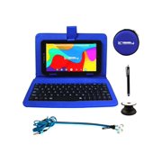 LINSAY 7" Quad Core 2GB RAM 32GB Storage Android 10 Tablet with keyboard Blue, Bluetooth, Earphones, Pop Holder and Pen Stylus Google Certified SUPER BUNDLE