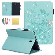 Galaxy Tab S4 10.5 2018 Case, Allytech Emboss Butterfly Dianmond PU Leather Cover Folio Case Stand with Cash Card Slots for Samsung Galaxy Tab S4 10.5 SM-T830/T835/T837 2018 Model, Green