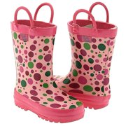 Toddler Little Girls Pink Polka Dot Rain Boot Shoes 5-4